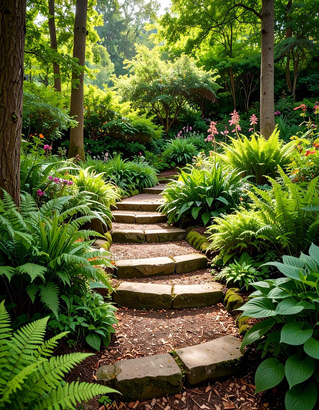 Woodland Shade Garden Terraces - 24 Hillside Terraced Garden Ideas