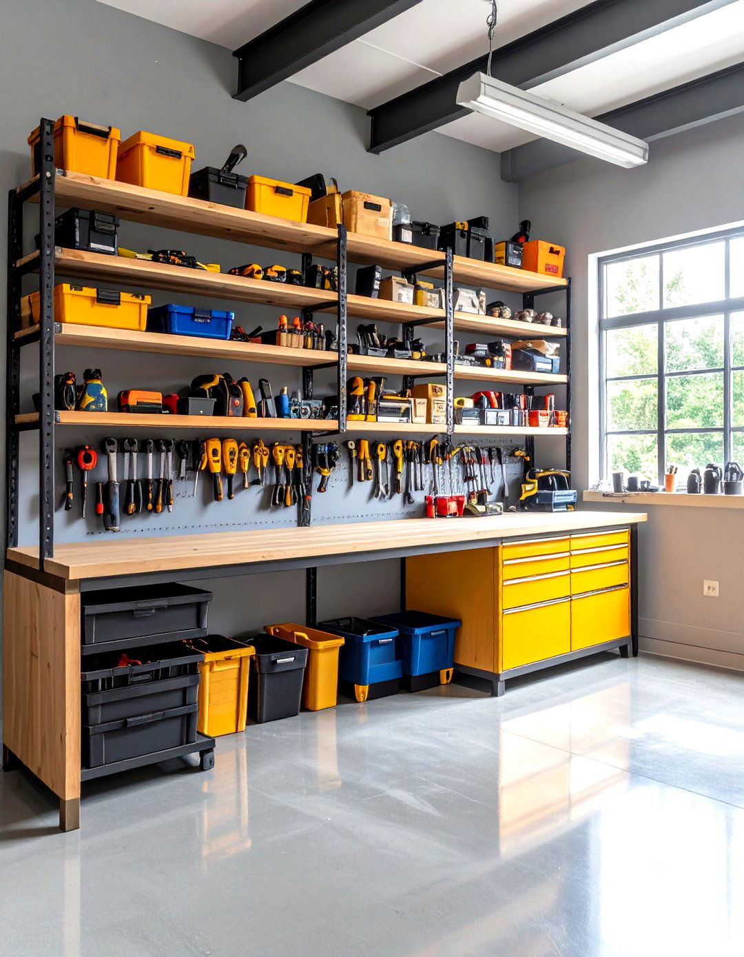 Workbench with Storage Shelves - 24 Garage Workbench Ideas