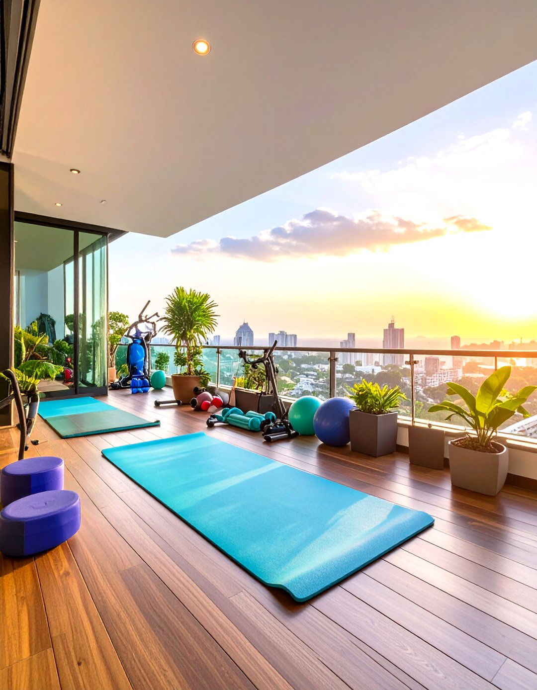 Workout Focused Penthouse Balcony - 24 Penthouse Balcony Ideas