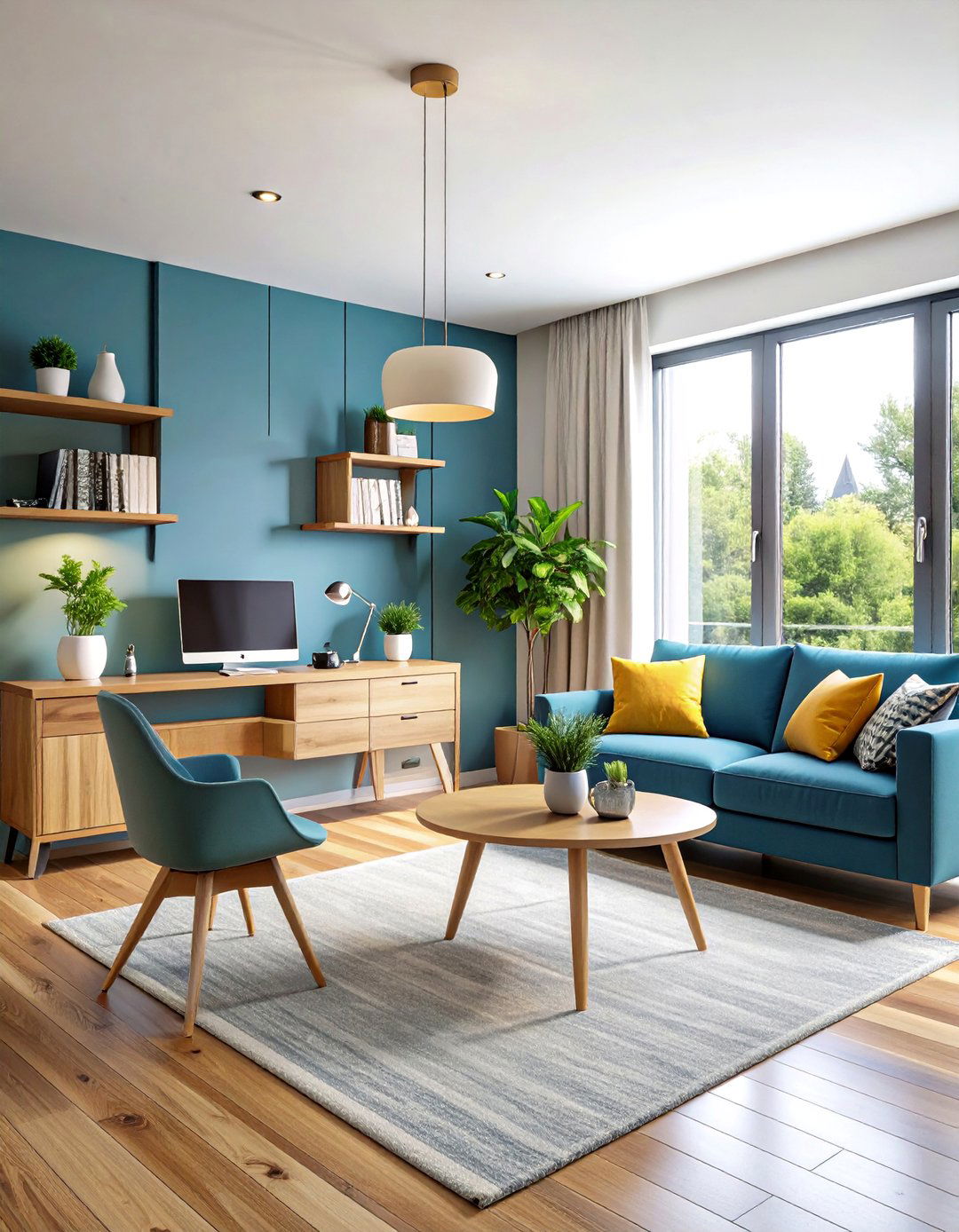 Workspace Living Room Combo Design - 24 Apartment Small Living Room Ideas
