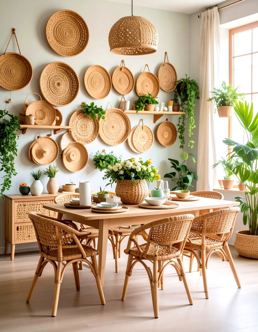 Woven Basket Collection Wall - 24 Blank Wall Ideas