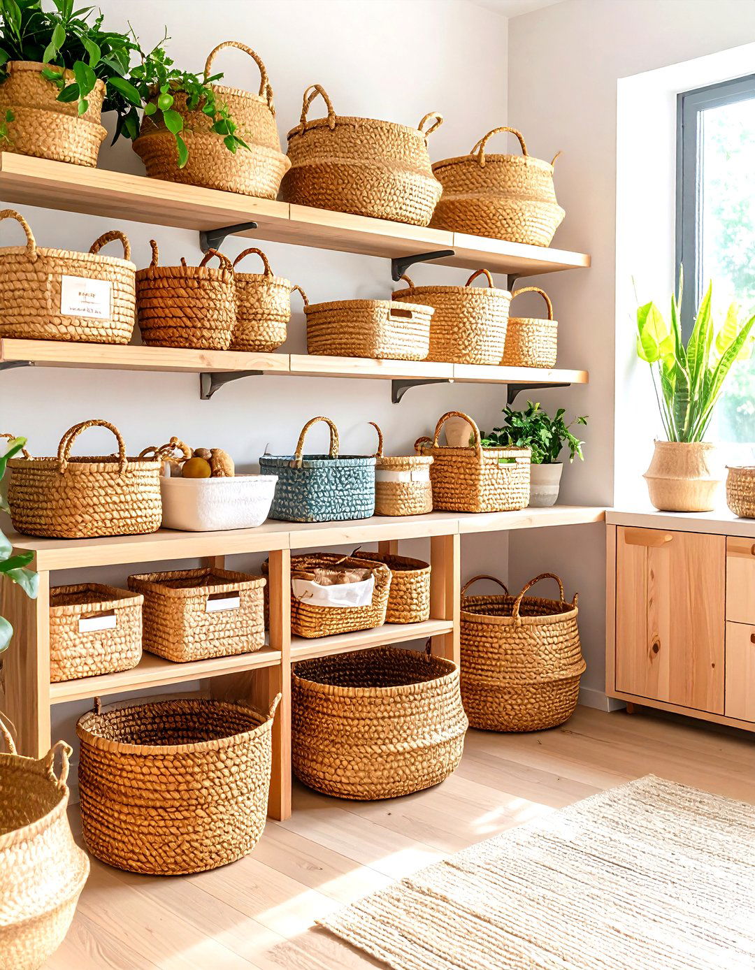 Woven Basket Organization System - 24 Nancy Meyers Interior Design Ideas