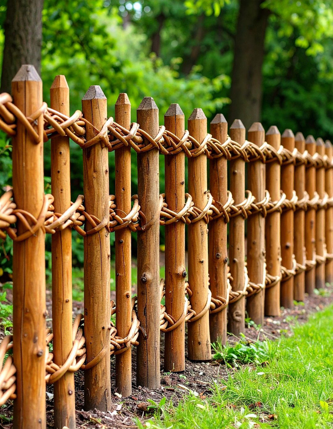 Woven Branch Natural Barriers - 24 Small Garden Fence Ideas