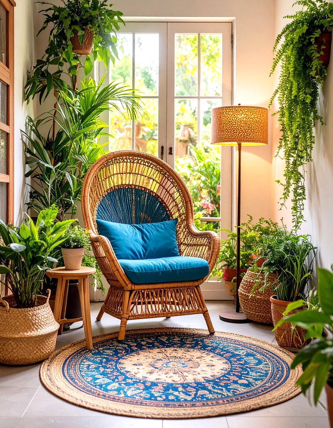 Woven Chair Reading Corner - 24 Boho Hallway Ideas