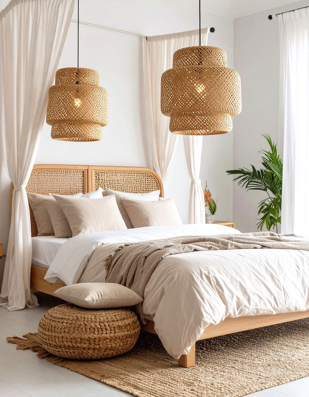 Woven Pendant Light Groupings - 24 Bedroom Lighting Ideas