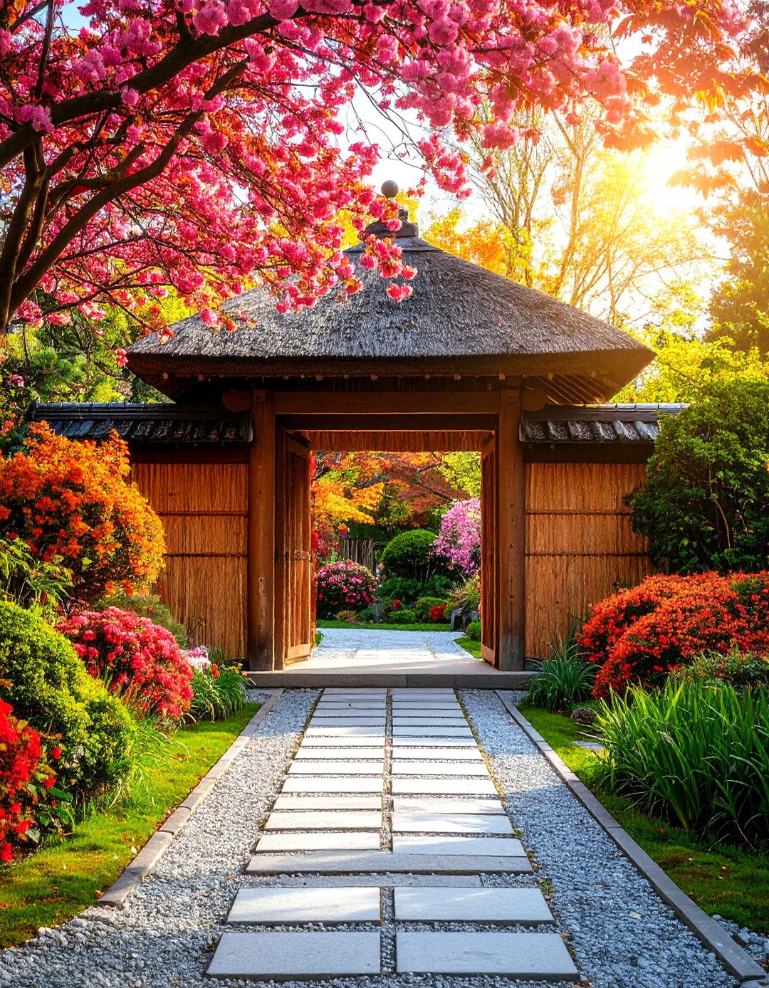 Woven Reed Panel Gate - 24 Japanese Garden Gate Design Ideas
