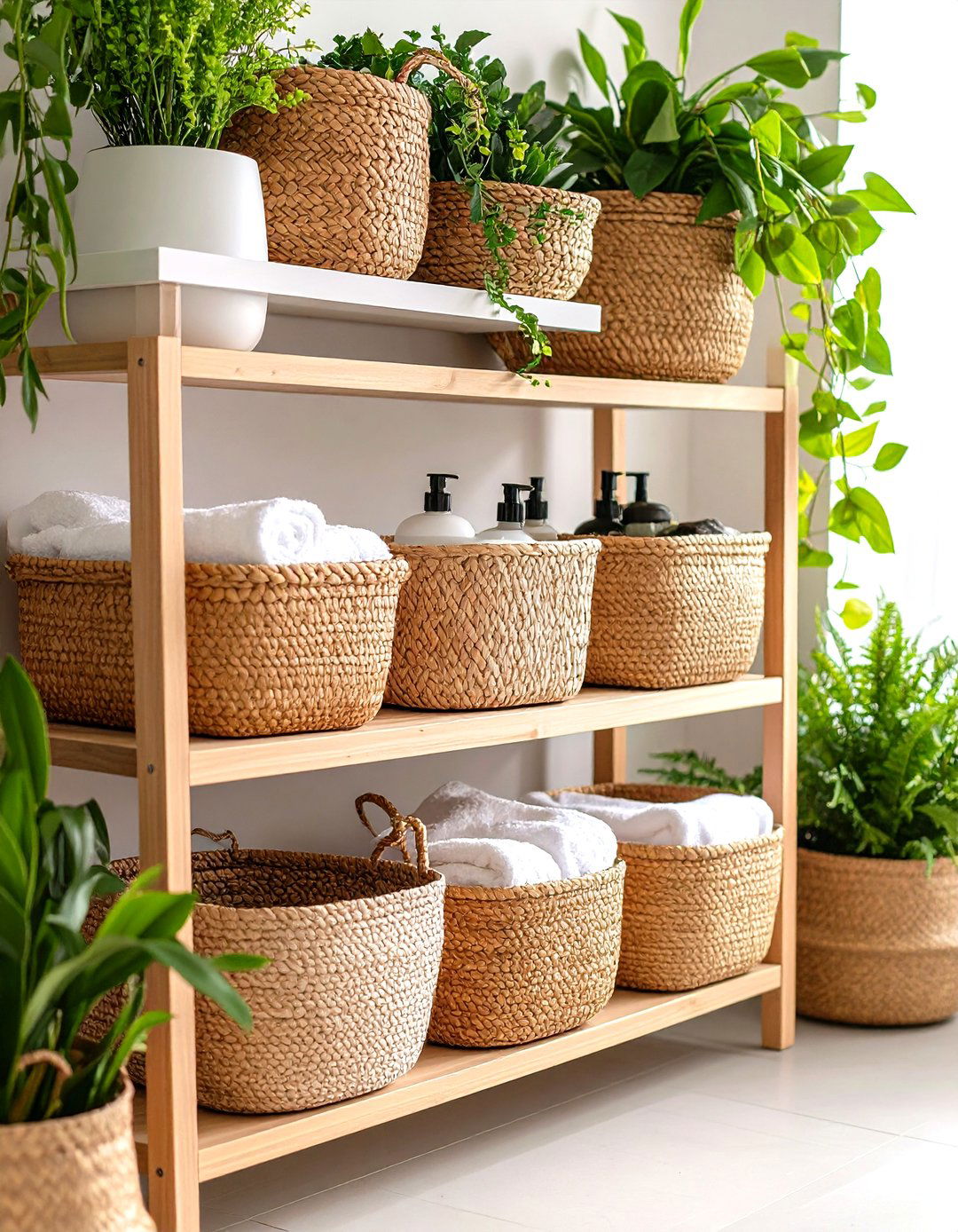 Woven Storage Baskets Organization - 24 Cozy Bathroom Ideas
