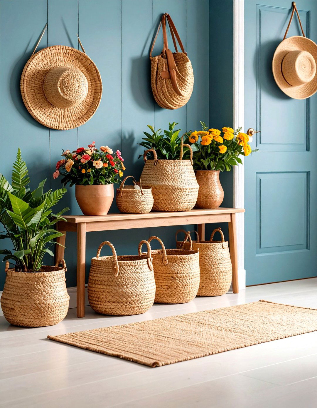 Woven Storage Baskets - 24 Scandinavian Entryway Ideas
