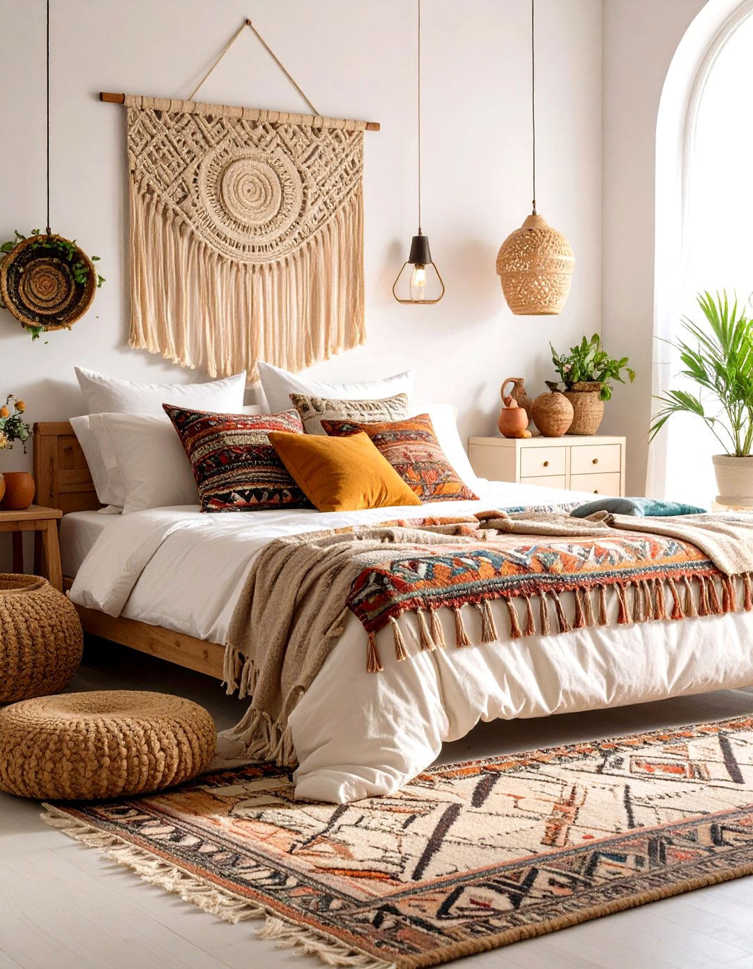 Woven Textile Bedroom Haven - 24 Bohemian Desert Decor Ideas