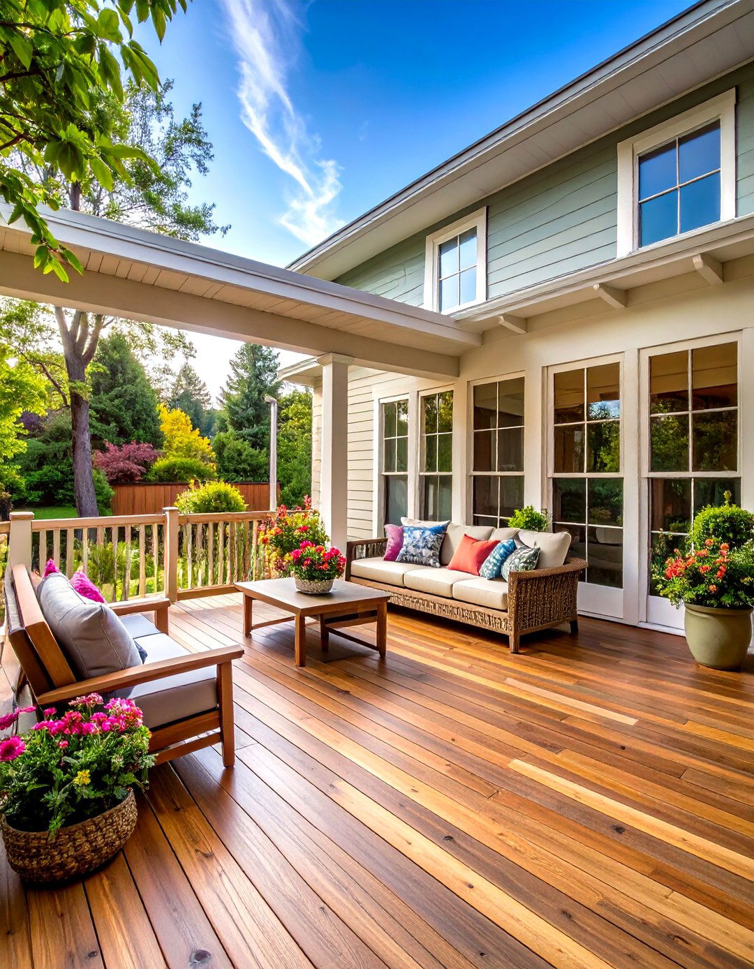 Wrap Around Porch Sunroom with Multi Purpose Deck - 24 Sunroom and Deck Combo Ideas