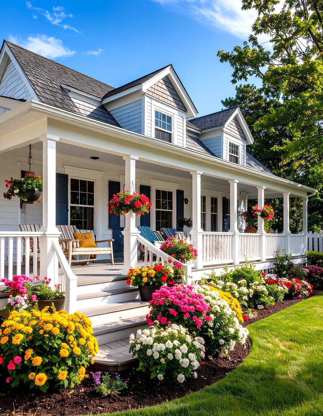 Wraparound Corner Porch - 24 Small Cape Cod Front Porch Ideas