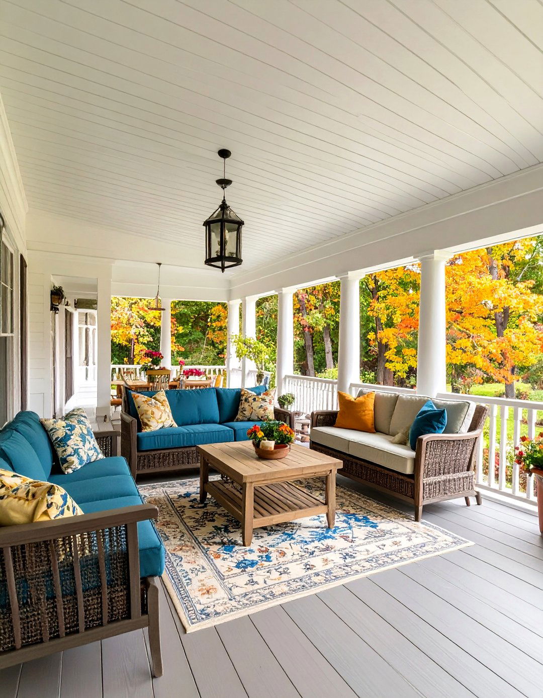 Wraparound Covered Porch with Multiple Seating Areas - 24 Covered Porch Ideas