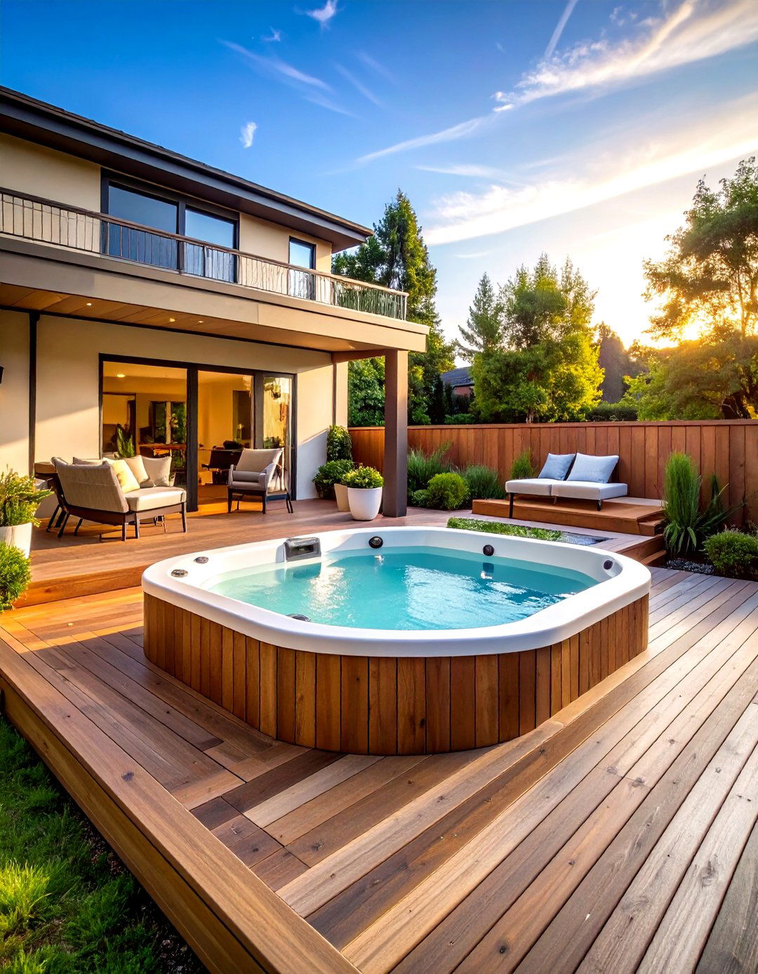 Wraparound Deck with Hot Tub Integration - 24 Large Deck Ideas