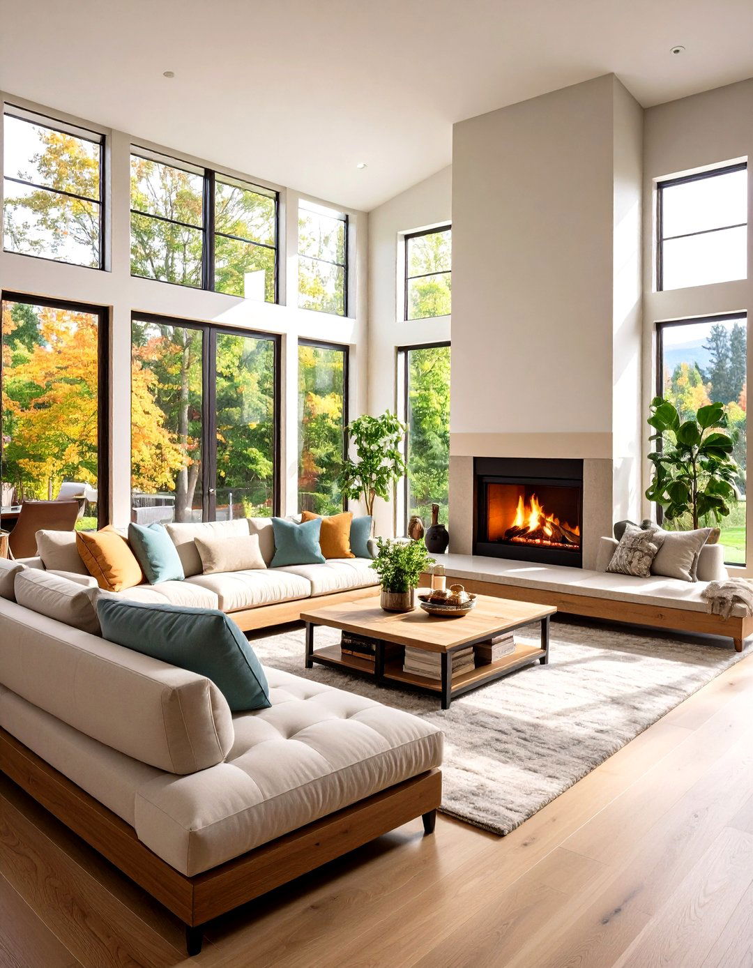 Wraparound Fireplace Bench - 24 Fireplace Bench Ideas