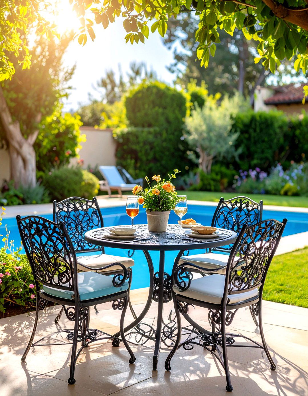 Wrought Iron Bistro Sets - 24 Pool Furniture Ideas