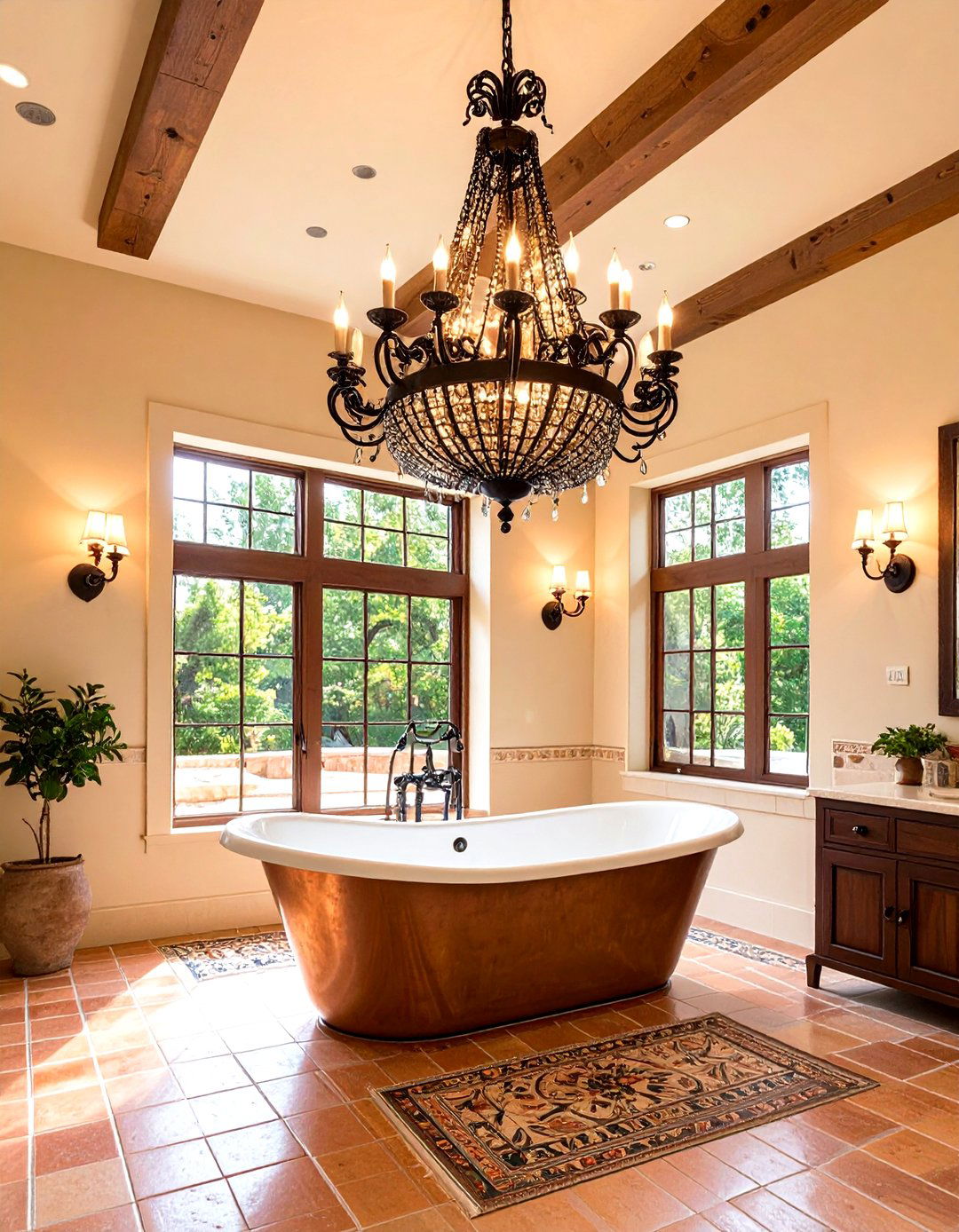 Wrought Iron Chandelier Bathroom - 24 Mexican Bathroom Ideas