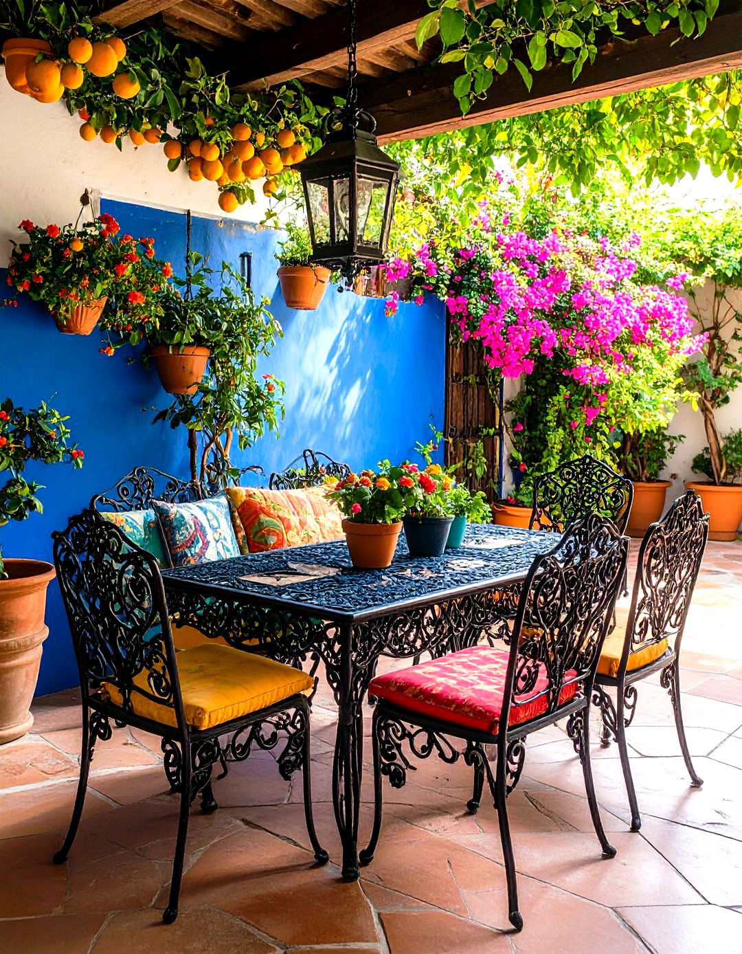 Wrought Iron Dining Sanctuary - 24 spanish style patio ideas