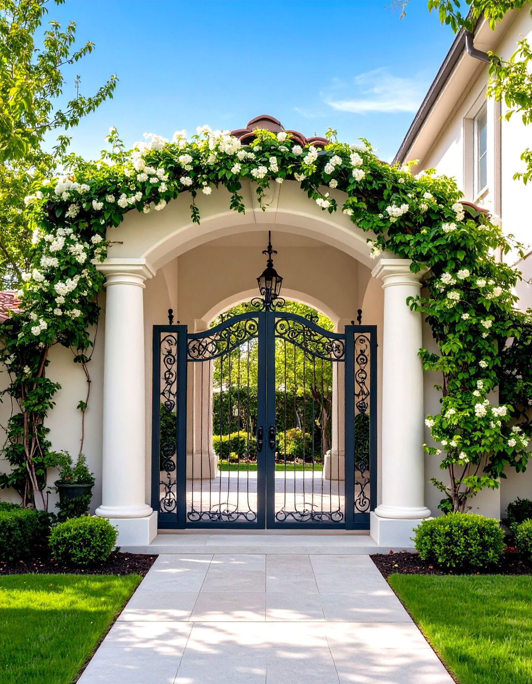 Wrought Iron Gate Entrance - 24 front yard spanish style landscaping ideas