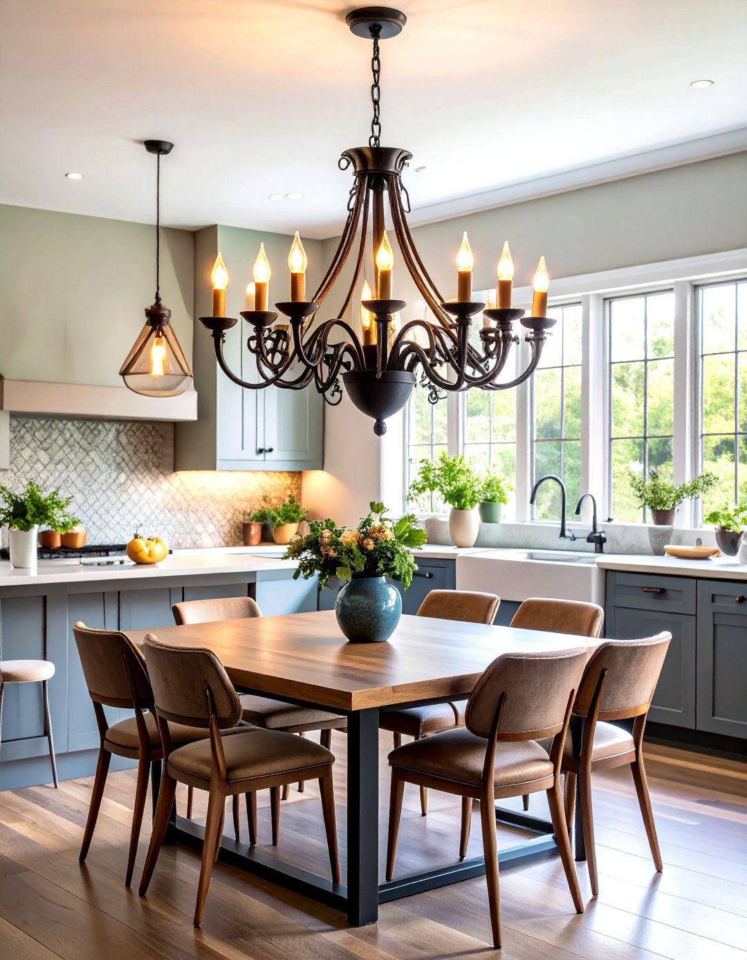 Wrought Iron Light Fixtures - 24 Tudor Kitchen Ideas