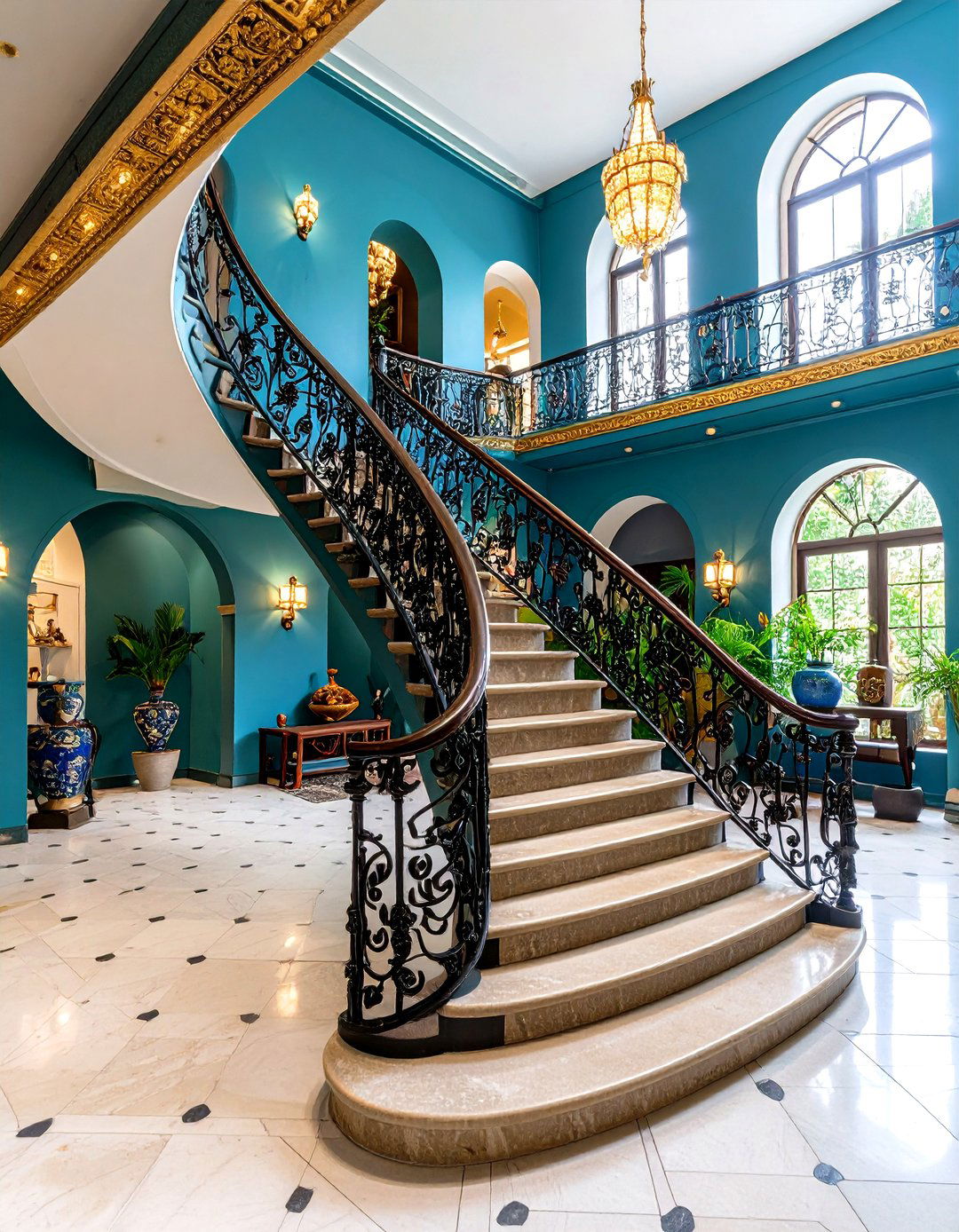 Wrought Iron Staircase Gallery - 24 Mediterranean Interior Design Ideas