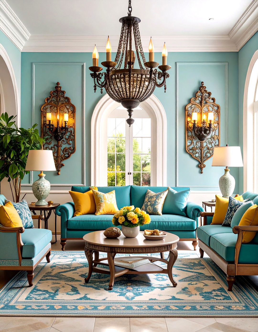 Wrought Iron Wall Art Display - 24 Spanish Style Living Room Ideas