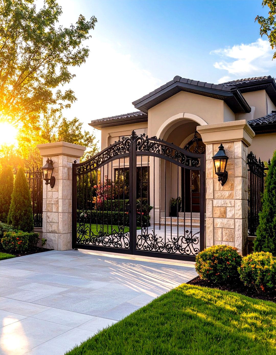 Wrought Iron with Custom Decorative Panels - 24 Dog Fence Ideas