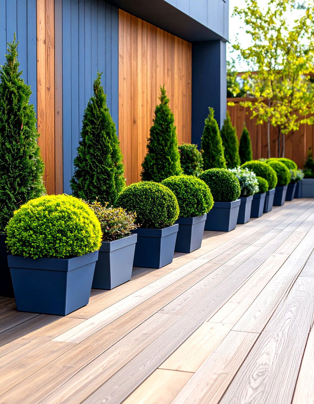 Year Round Evergreen Display for Constant Color - 24 Deck Decorating Ideas With Plants