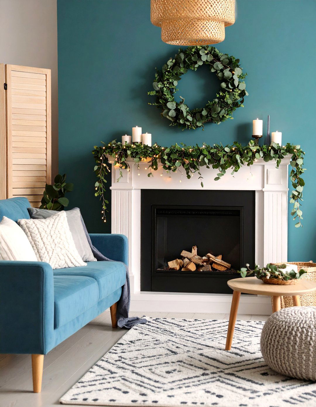 Year Round Neutral Eucalyptus Garland - 24 Mantel Garland Ideas