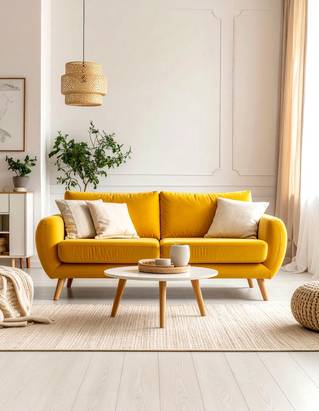 Yellow Couch Neutral Palette Living Room - 24 Yellow Couch Living Room Ideas