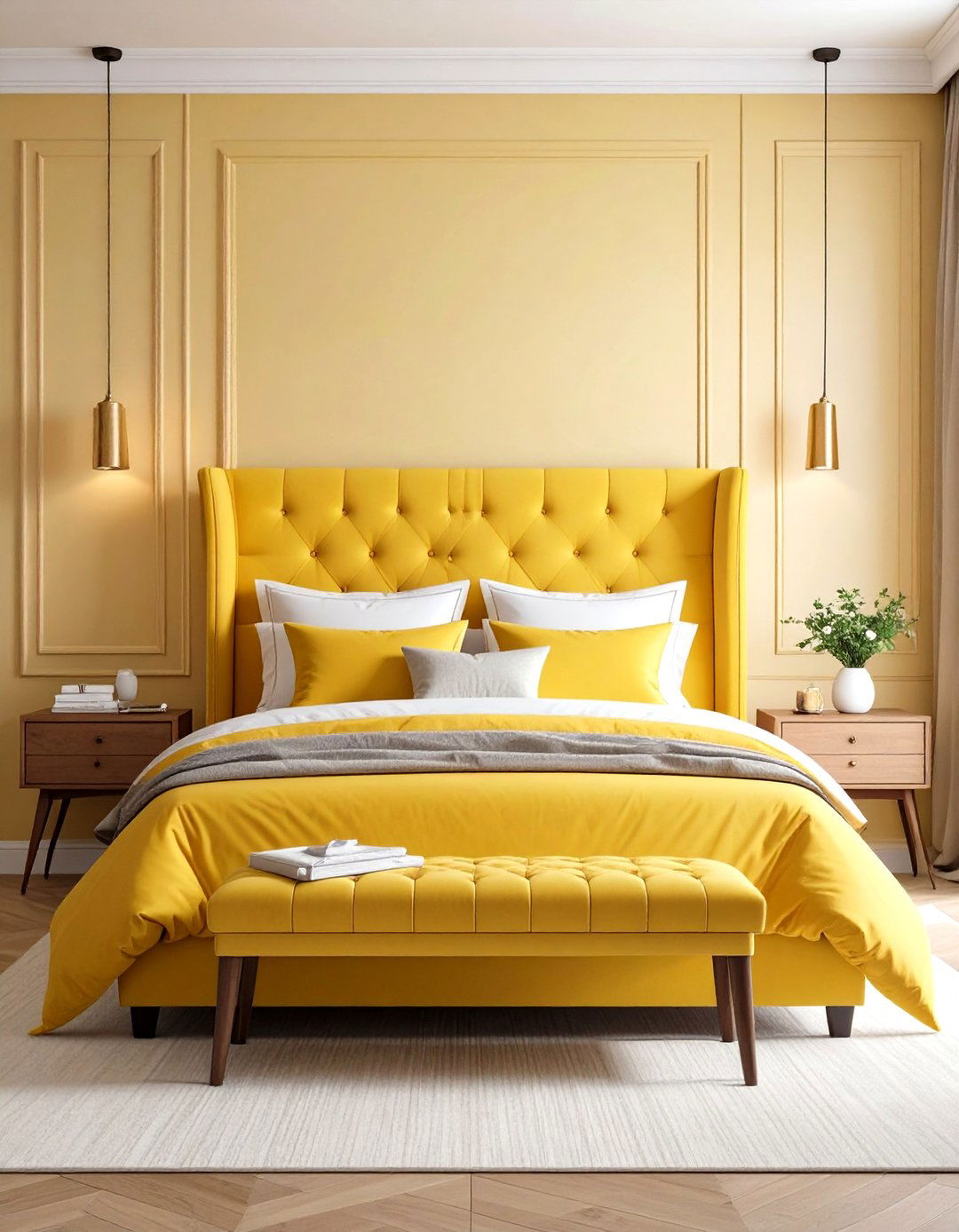 Yellow Headboard Statement Bedroom - 24 Yellow Bedroom Ideas
