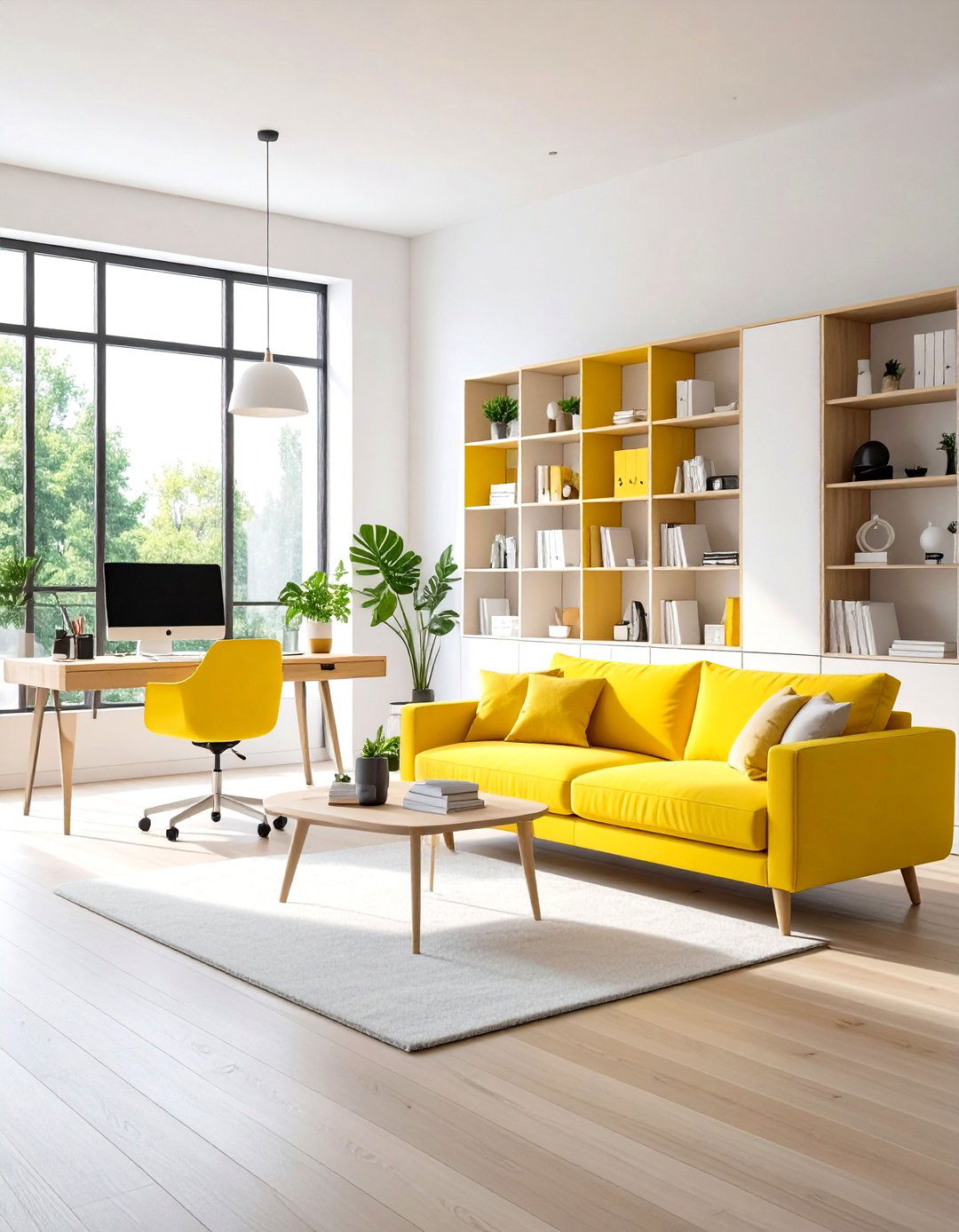 Yellow Sofa Home Office Living Room Combo - 24 Yellow Couch Living Room Ideas