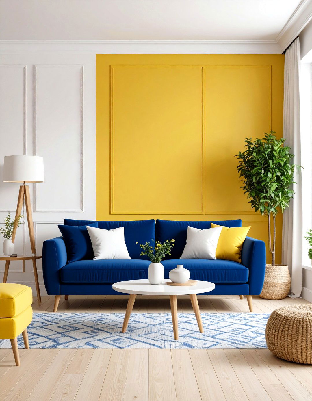 Yellow and Blue Cheerful Contrast - 24 Two Colour Combination for Living Room