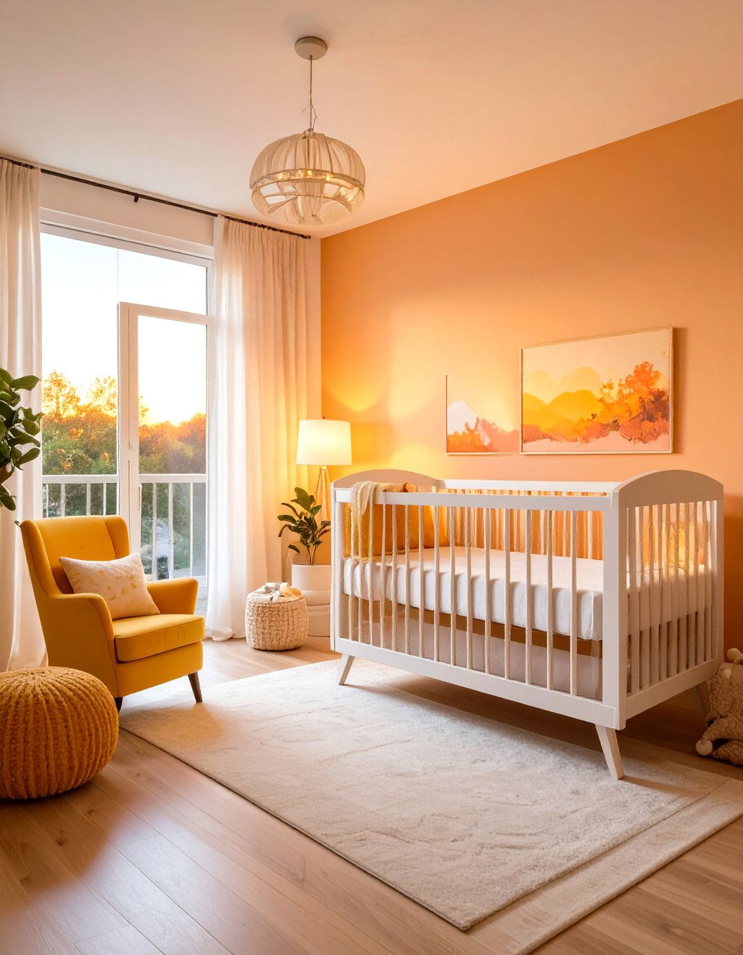 Yellow and Coral Sunset Serenity - 24 Yellow Nursery Ideas