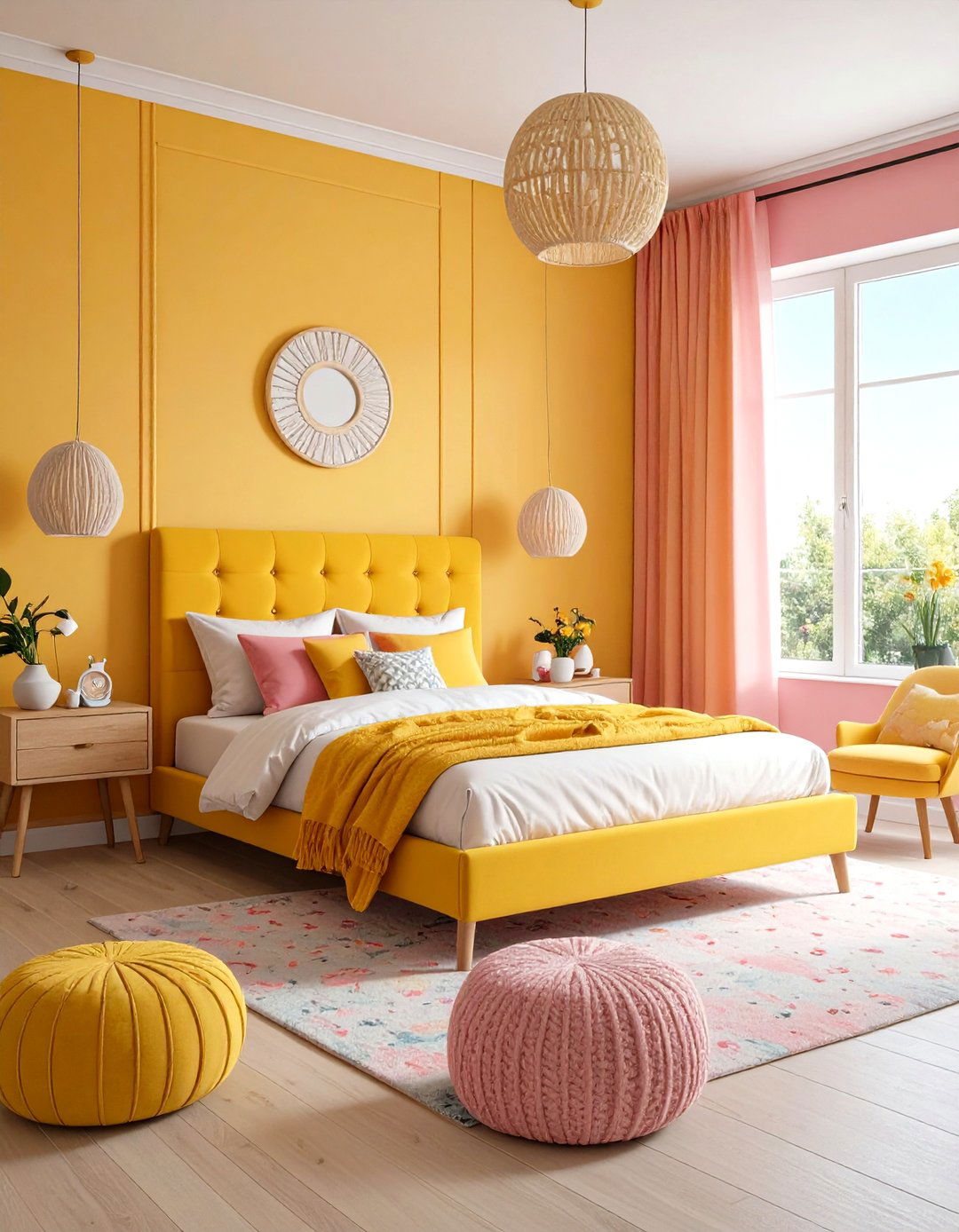 Yellow and Pink Playful Bedroom - 24 Yellow Bedroom Ideas