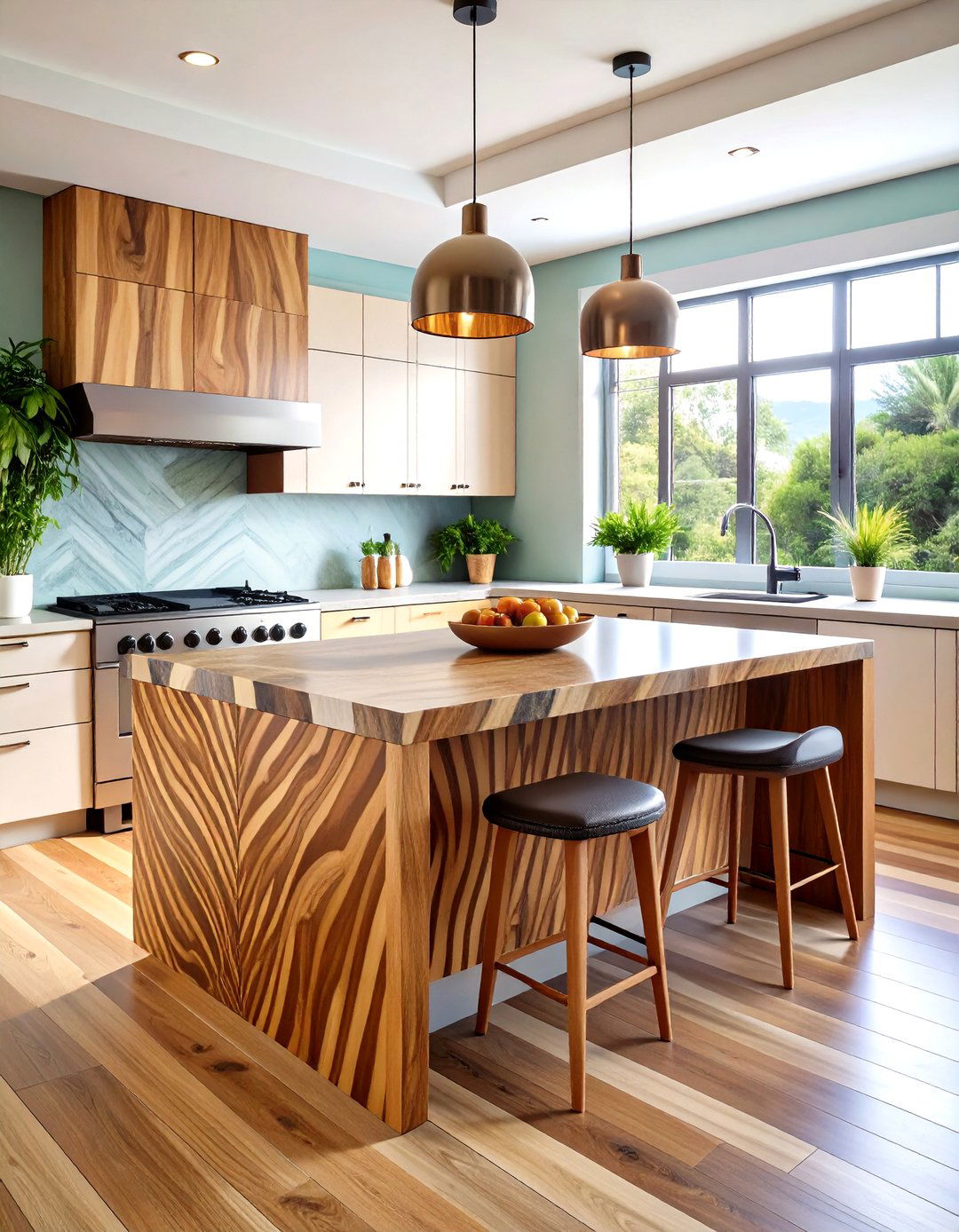Zebrawood Accent Kitchen Islands - 24 Wood Countertop Ideas