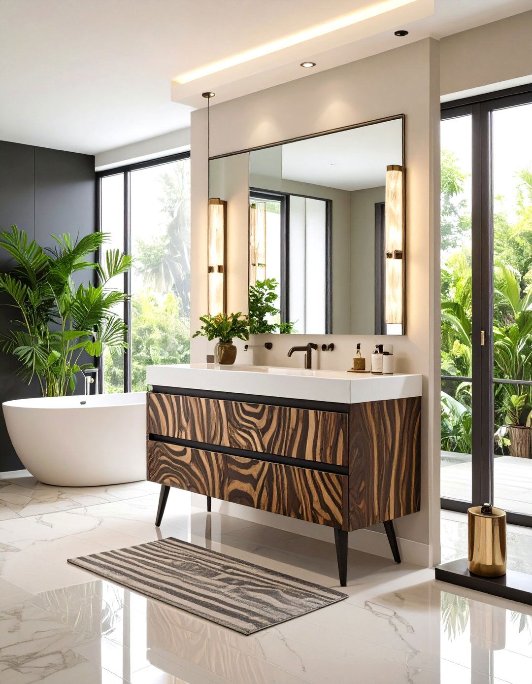 Zebrawood Contemporary Vanity - 24 Wood Bathroom Vanity Ideas