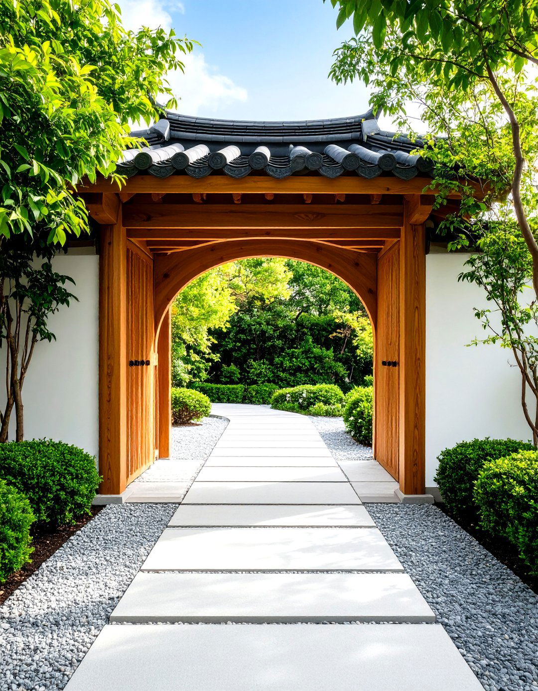 Zen Arch Gateway - 24 Japanese Garden Gate Design Ideas