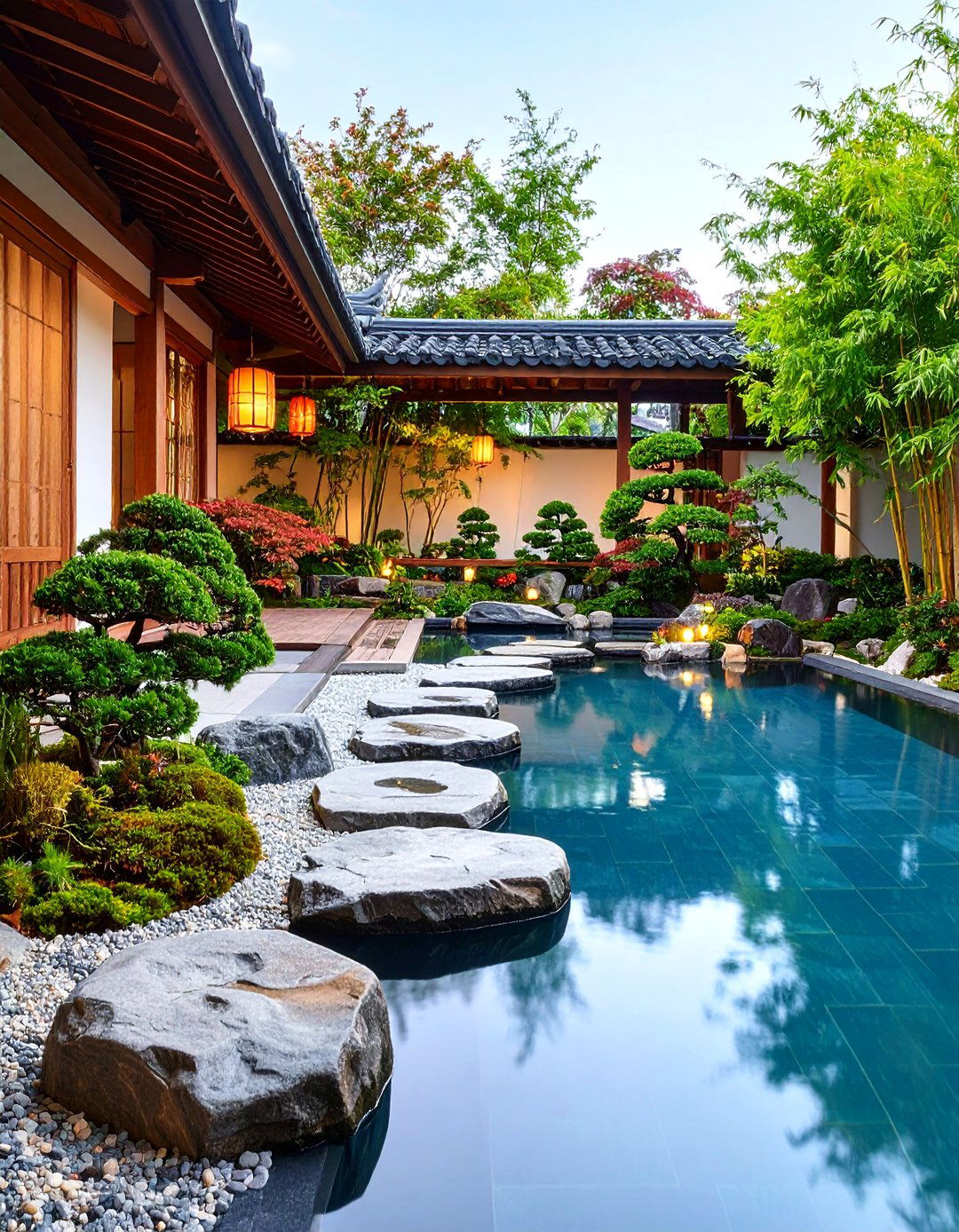 Zen Asian Pool Garden - 24 Pool Landscaping Ideas