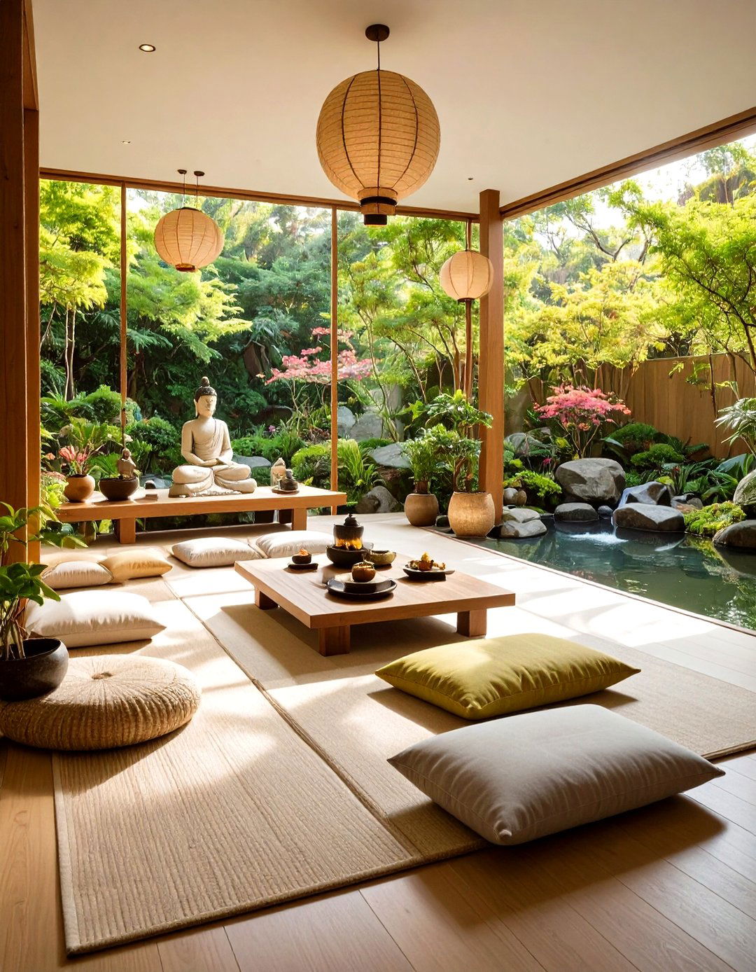 Zen Buddhist Living Room with Meditation Focus - 24 Small Living Room Ideas