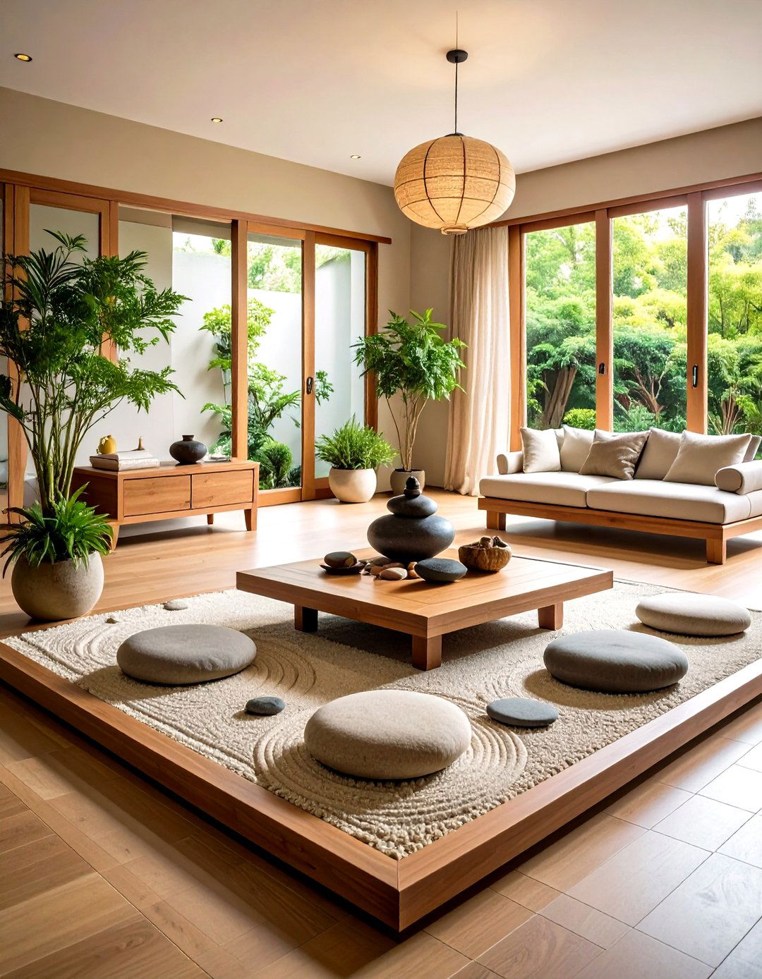 Zen Garden Corner - 24 Japandi Living Room Ideas