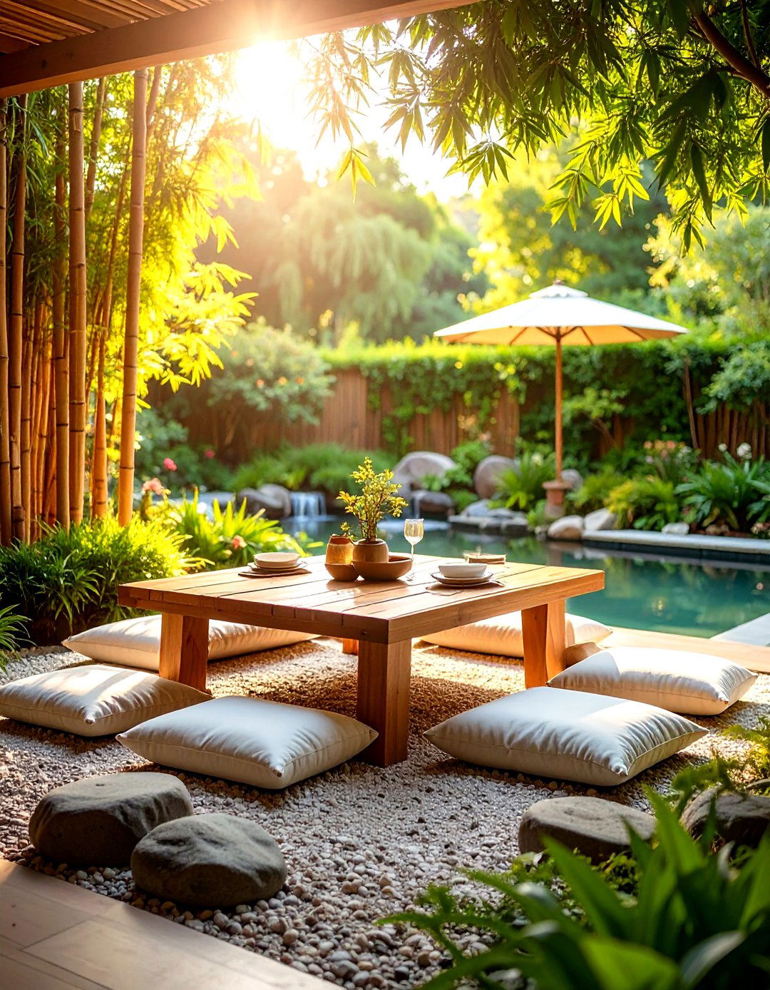 Zen Garden Dining Space - 24 Outdoor Dining Area Ideas