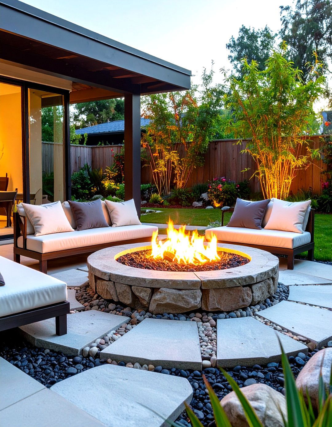 Zen Garden Flagstone Fire Pit for Meditation - 24 Flagstone Fire Pit Ideas