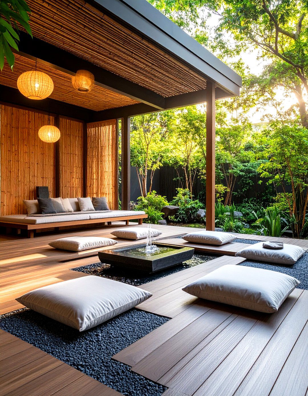 Zen Garden Meditation Deck - 24 Screened-in Deck Ideas