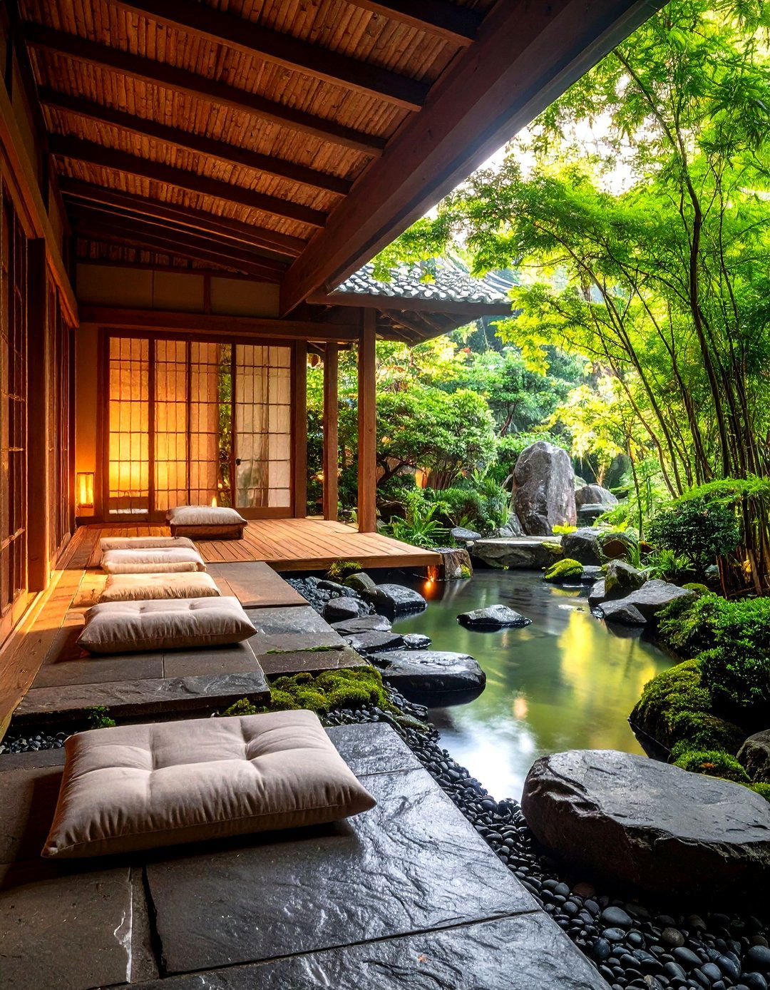 Zen Garden Meditation Porch - 24 Barndominium Front Porch Ideas