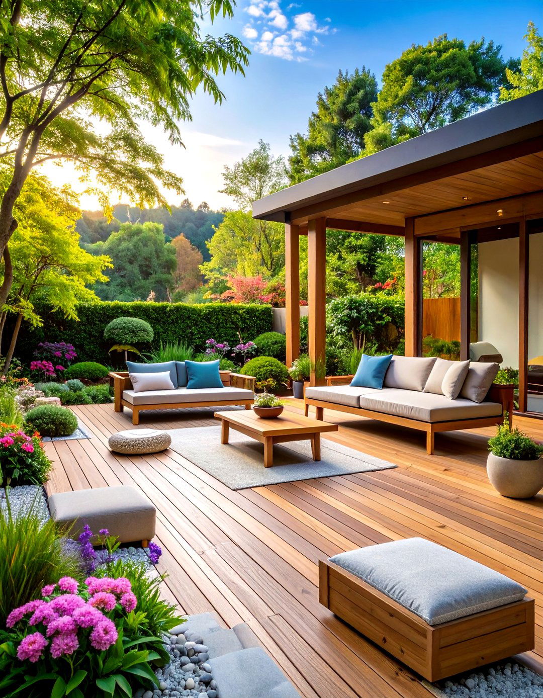 Zen Garden Minimalist Deck - 24 Wood Deck Ideas