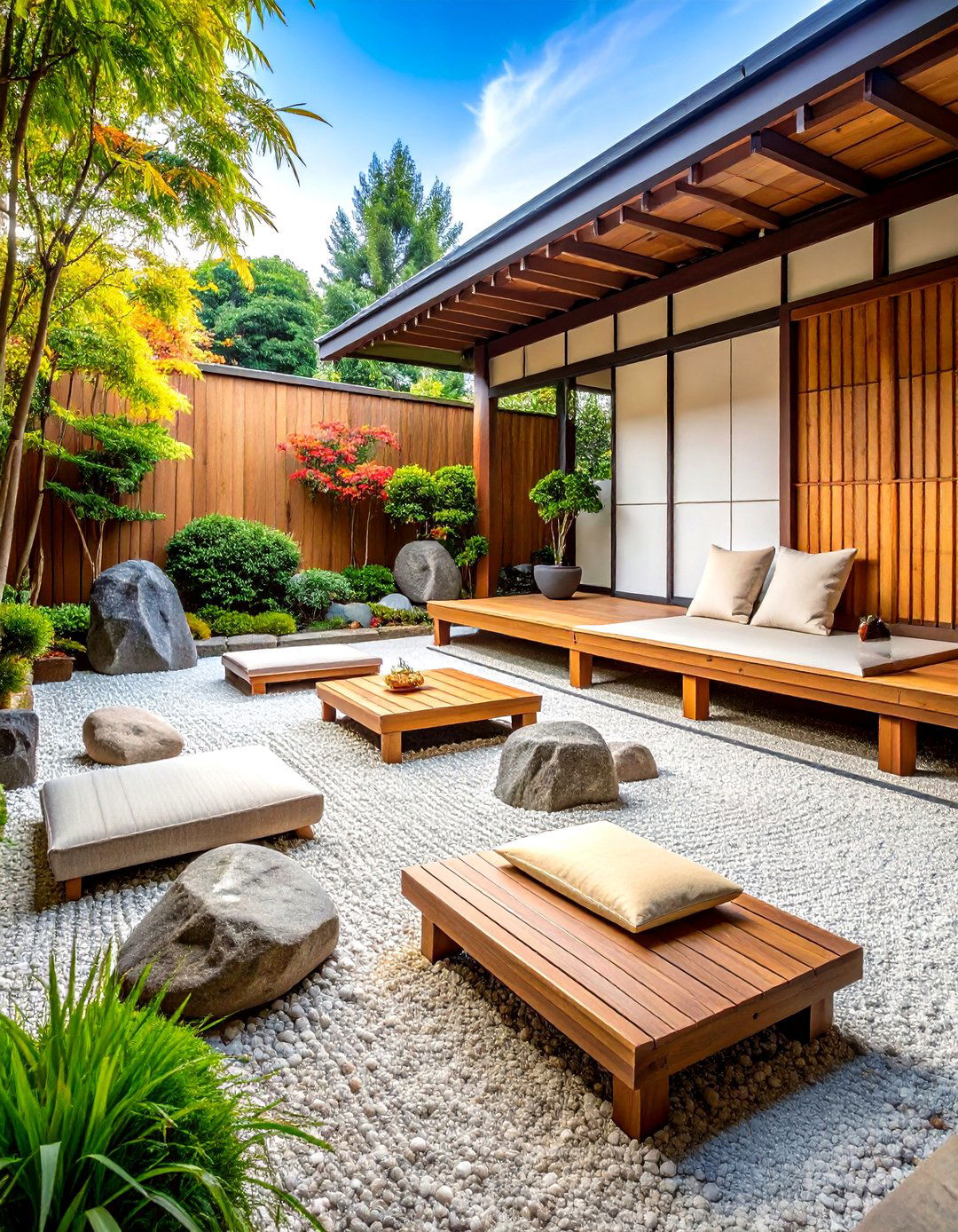 Zen Garden Patio with Bamboo Features - 24 Small Patio Ideas