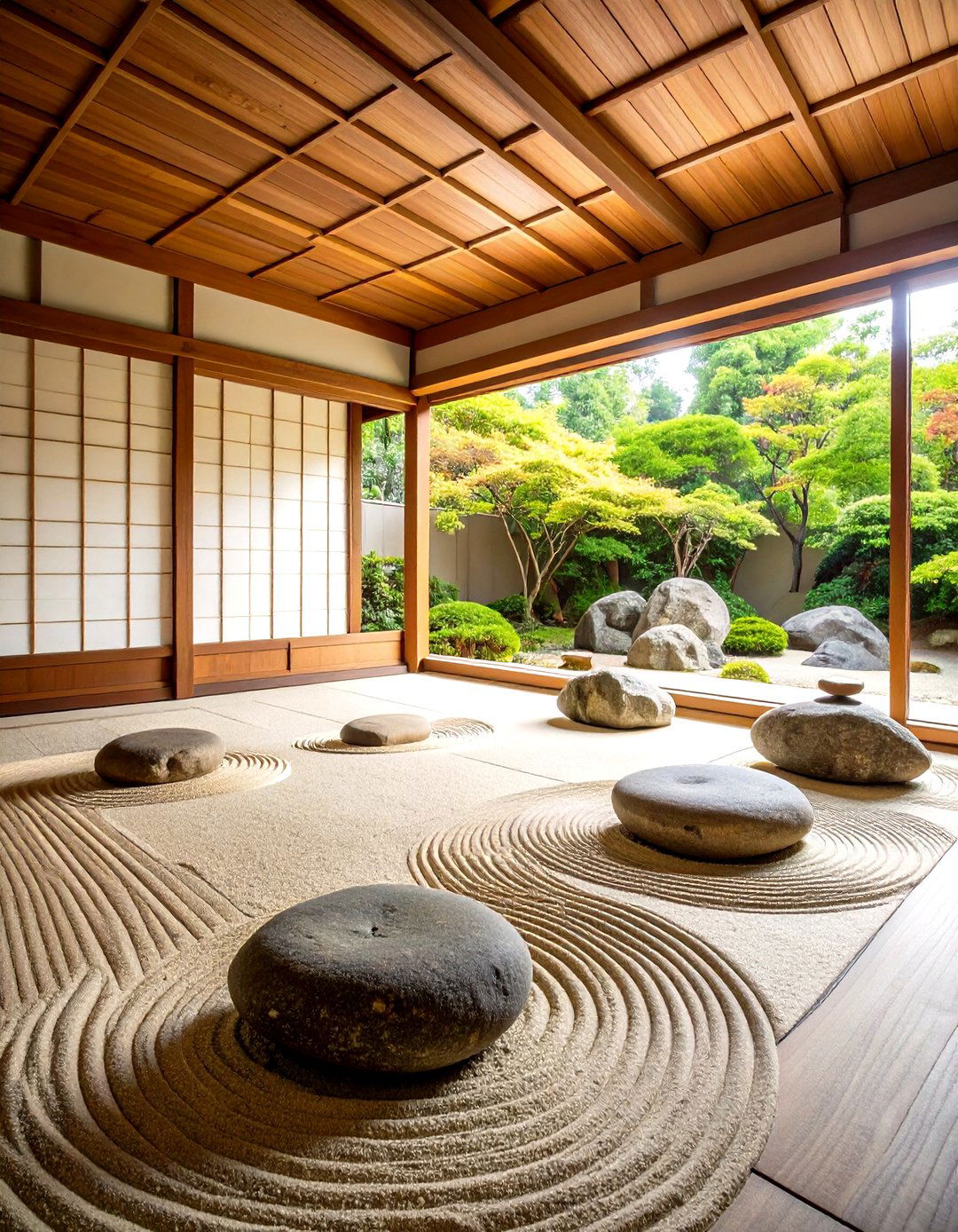 Zen Garden Room with Sand and Stones - 24 Zen Room Ideas