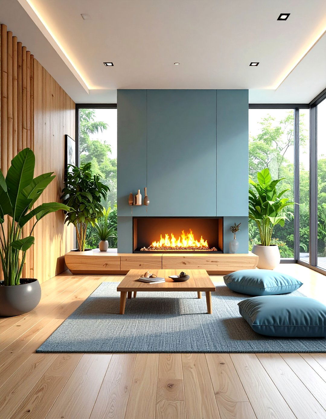 Zen Inspired Minimalist Fireplace Workspace - 24 Home Office With Fireplace Ideas