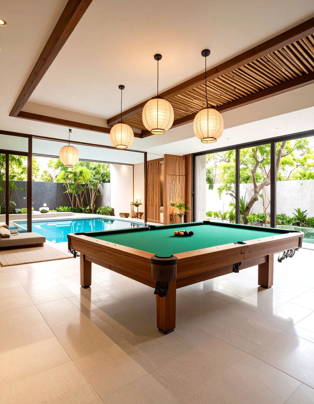 Zen Inspired Minimalist Pool Room - 24 Pool Table Room Ideas