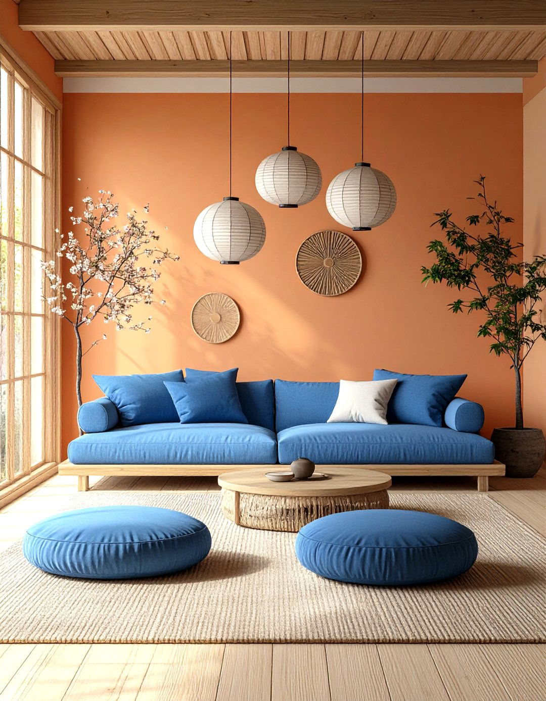 Zen Inspired Orange and Blue Serenity - 24 orange and blue living room ideas